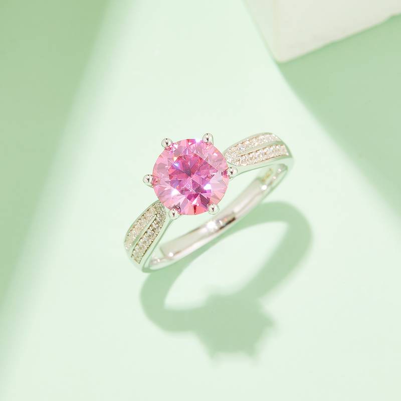 星光皇后S925银镀白金MoissaniteWomen's Ring2.0ctD级